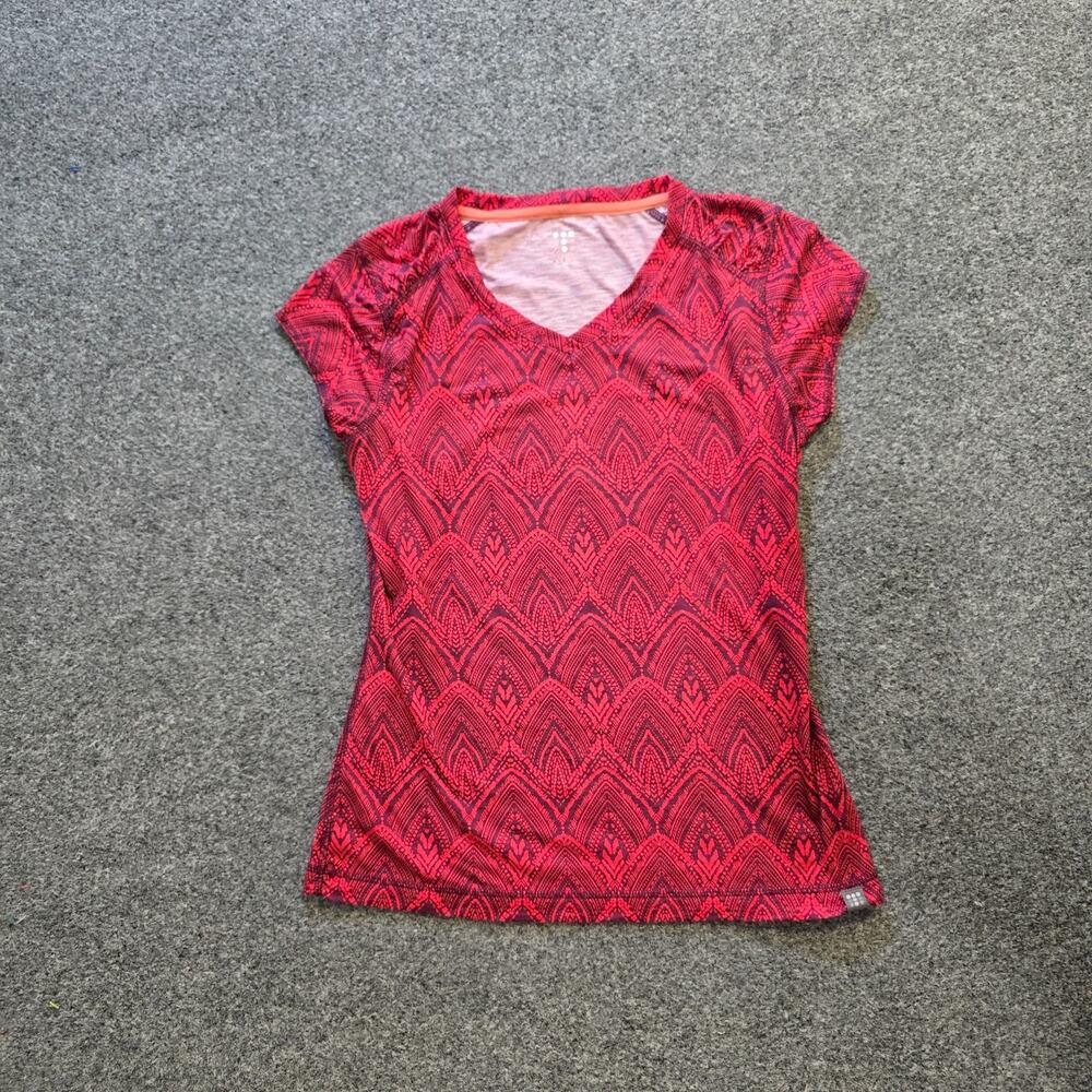 Title Nine Top Womens Small Red V Neck Short Sleeve Jersey Comfort Golf Casual